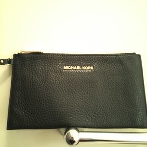 Michael Kors black leather wristlet
